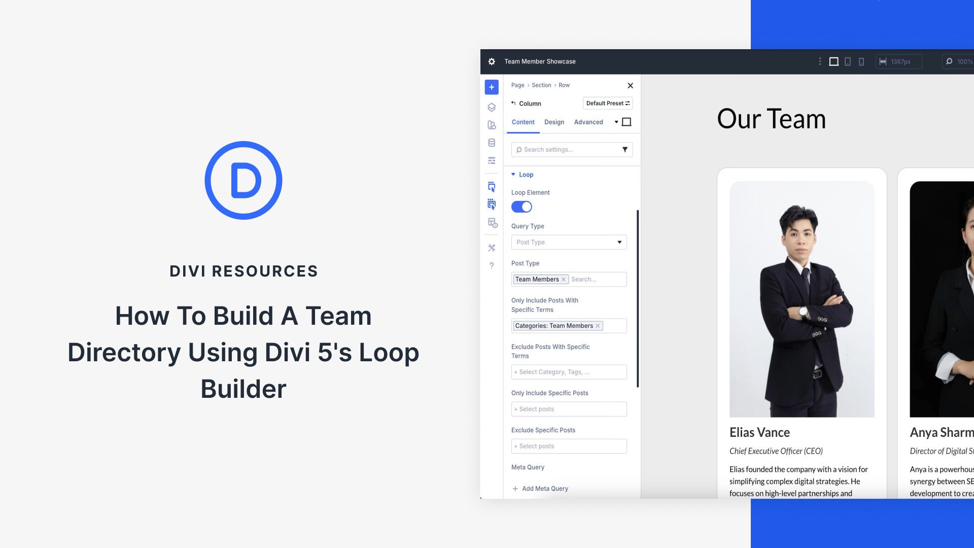 Wie du ein Team-Verzeichnis mit Divi 5’s Loop Builder erstellst